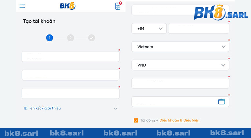 Điều kiện cần thiết để đăng ký bk8