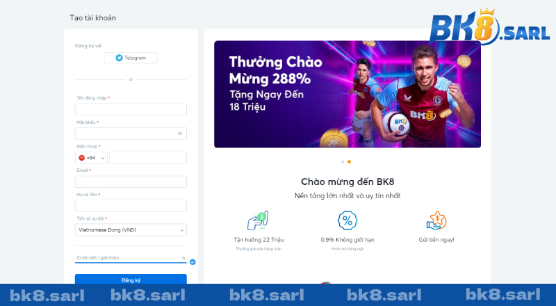 Chi tiết quy trình mở tài khoản tại BK8 cho người chơi mới